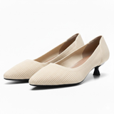 Escarpins en maille à bout pointu pour femme avec petit talon kitten heel