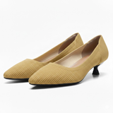Escarpins en maille à bout pointu pour femme avec petit talon kitten heel
