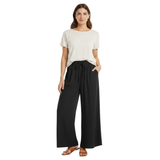Pantalon ample à jambes larges pour femmes avec taille élastique et poches