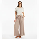 Pantalon ample à jambes larges pour femmes avec taille élastique et poches