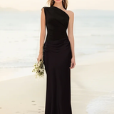Aleida | Robe Maxi en Satin à Une Épaule