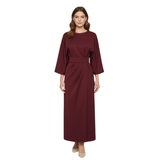 Robe longue femme à manches chauve-souris et taille marquée silhouette fluide