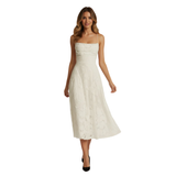 Robe Longue de Soirée à Bretelles Spaghetti en Jacquard pour Femme