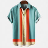 Sebastian | Chemise à Rayures Graphiques à Manches Courtes avec Vibes Rétro