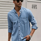 Daniel | Chemise en Jean à Manches Longues Décontractée au Look Classique