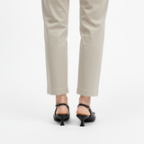 Sandales Slingback à Bout Pointu en Similicuir avec Nœud et Petits Talons pour Femmes