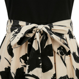 Robe Longue Trapèze à Imprimé Floral avec Ceinture et Manches Bouffantes