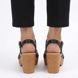 Sandales à Plateforme avec Brides Tressées et Talon Bloc pour Femme