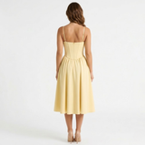 Robe Midi Trapèze à Bustier Structuré et Bretelles Fines pour Femmes