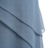 Robe de Soirée Élégante en Mousseline à Volants Superposés et Col Rond