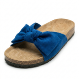 Sandales Plates pour Femmes avec Nœud Décoratif et Semelle en Caoutchouc Style Liège
