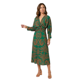 Robe Maxi à Col en V avec Imprimé Baroque et Détail Noué sur le Devant