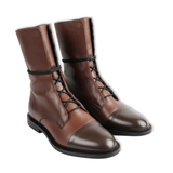 Bottines mi-mollet femme à lacets bicolores avec bout renforcé et semelle en gomme