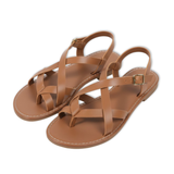 Sandales plates femme lanières croisées dorées chic élégantes confort
