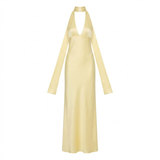 Robe Longue de Soirée en Polyester avec Décolleté Plongeant et Dos Nu pour Femme