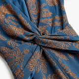 Robe Maxi à Col en V avec Imprimé Baroque et Détail Noué sur le Devant