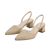 Escarpins Slingback à Bout Pointu et Petit Talon Carré pour Femme