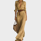 Julia - Robe maxi ajustée à manches longues