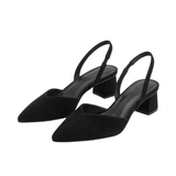Escarpins Slingback à Bout Pointu et Petit Talon Carré pour Femme