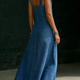 Vera | Longue Robe en Denim à Boutons