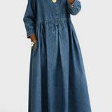 Melissa | Robe en Denim à Col Rond et Manches Longues
