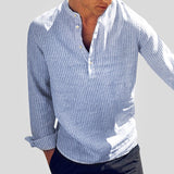 Chemise Homme Col Zippé Rayée Décontractée