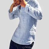 Chemise Homme Col Zippé Rayée Décontractée