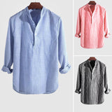 Chemise Homme Rayée Décontractée à Manches Longues