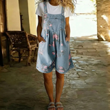 Judy | Salopette en denim vintage à fleurs doux