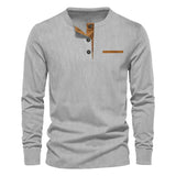 Herman Koch | Chemise Henley à manches longues pour hommes en mélange de coton côtelé