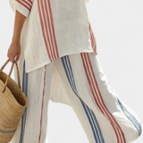 Ludovica – haut à rayures multicolores sophistiqué et pantalons méditerranéens