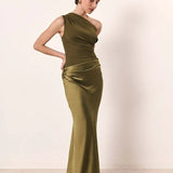 Aleida | Robe Maxi en Satin à Une Épaule