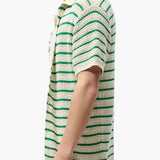Weston | Chemise d'été pour hommes en crochet à rayures vertes avec fermeture à boutons