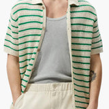 Weston | Chemise d'été pour hommes en crochet à rayures vertes avec fermeture à boutons