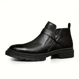 Fedde™ Bottes en Cuir Classiques pour Hommes avec Détail de Boucle