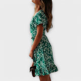 Dalila - Robe courte boho en vert