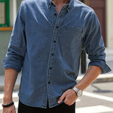 Daniel | Chemise en Jean à Manches Longues Décontractée au Look Classique