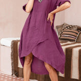 Marta - Robe asymétrique en coton et lin