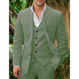 Costume en Lin pour Hommes - Classique 3 Pièces - Parfait pour les Mariages & Occasions Formelles