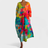 Ana - Robe colorée avec décolleté en V